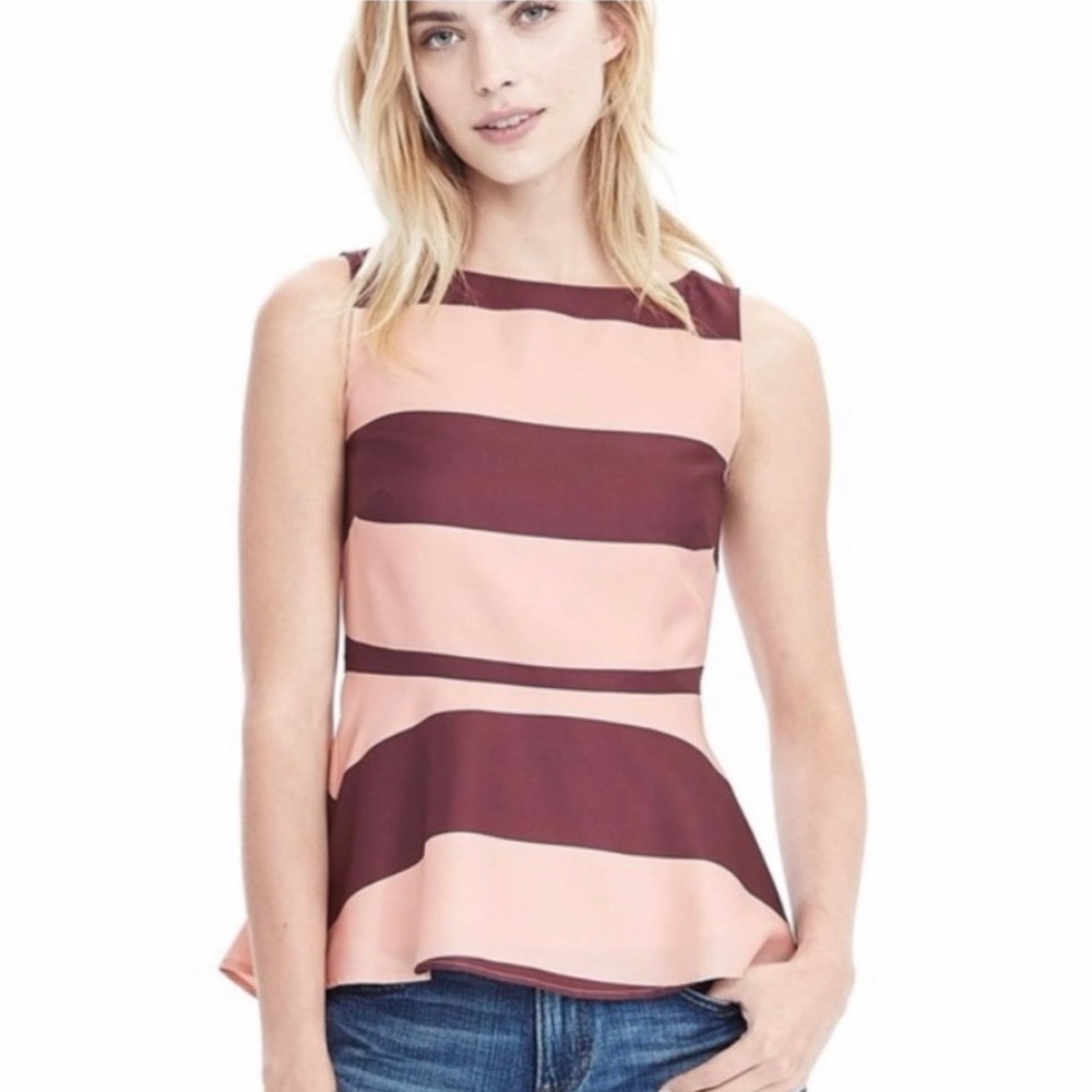 Banana Republic Sleeveless Striped Peplum Top Size 4